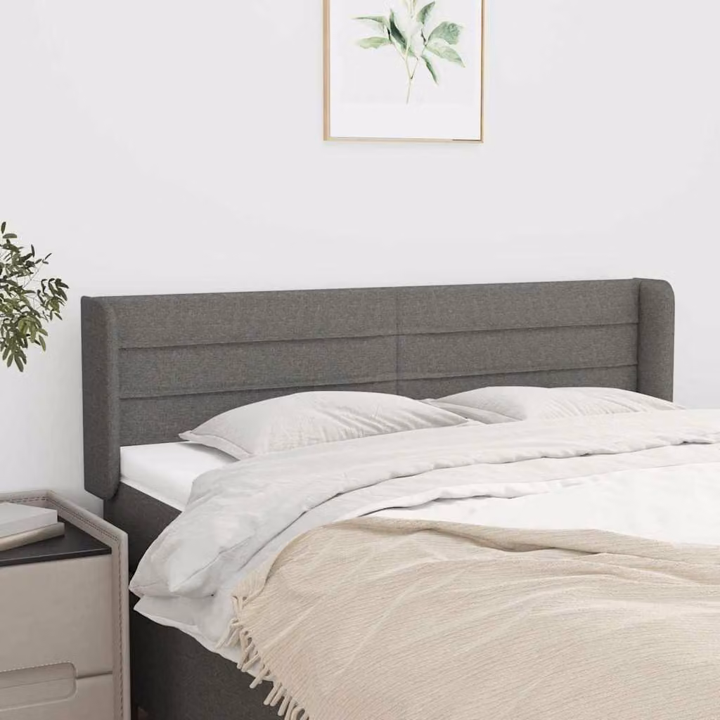 Testiera ad orecchio vidaXL in tessuto grigio per camera da letto, L: 147 cm, P: 16 cm, H: 78-88 cm