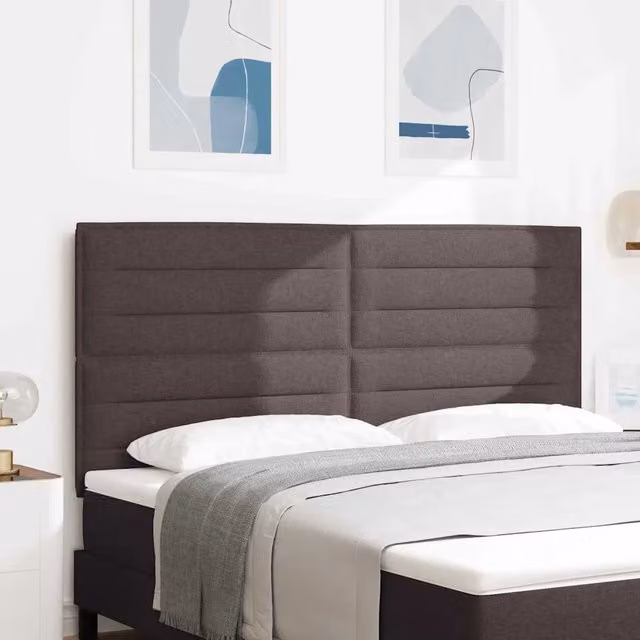 Testiera per letto imbottita vidaXL in tessuto marrone con struttura in legno di pino, L: 180 cm, H: 128 cm, P: 7 cm