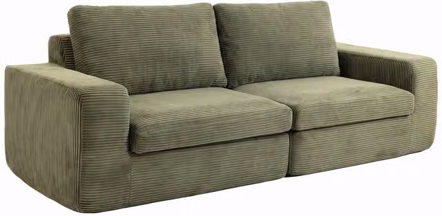 HOMCOM Divano 3 posti in velluto a coste 236 cm con cuscino a molle, Verde   Aosom Italy