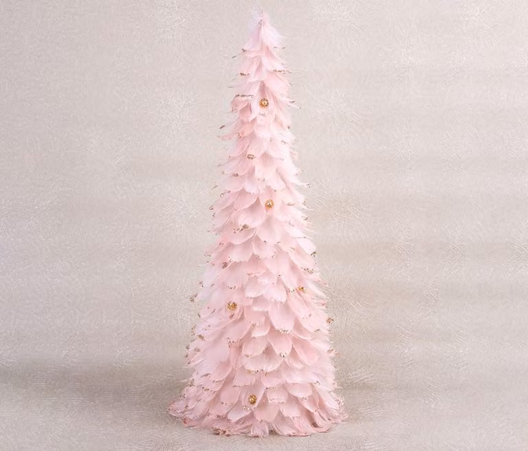 Decorazione MagicHome Natale, Albero in piuma, rosa, 24x60 cm