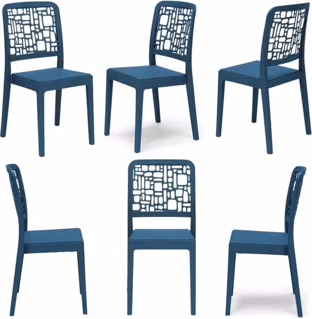 Set 6 sedie in polipropilene MEDEA, 100% MADE IN ITALY, impilabile, idrorepellente, resistenza raggi UV, design moderno per sala da pranzo, cucina, sala d’attesa, bar, ristoranti, giardino, colore Petrolio