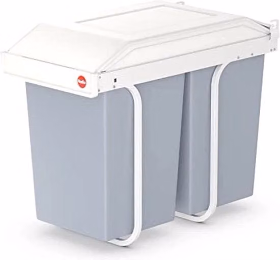 Sistema di Doppia Separazione Rifiuti per Cucina, 2 x 14 Litri, Con Imbottigli Impianti di Raccolta, Contenitore di Raccolta Integrato