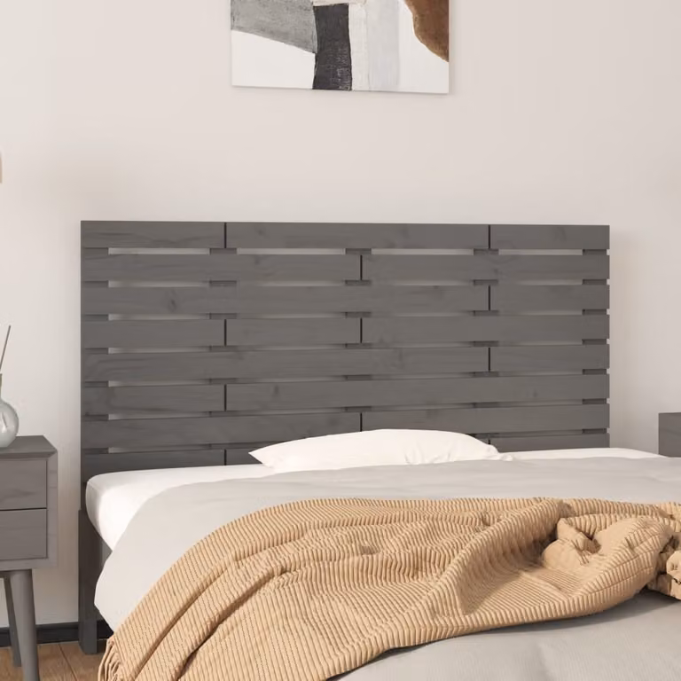 Testiera da parete vidaXL in legno massello di pino grigio L: 156 cm, P: 3 cm, H: 63 cm
