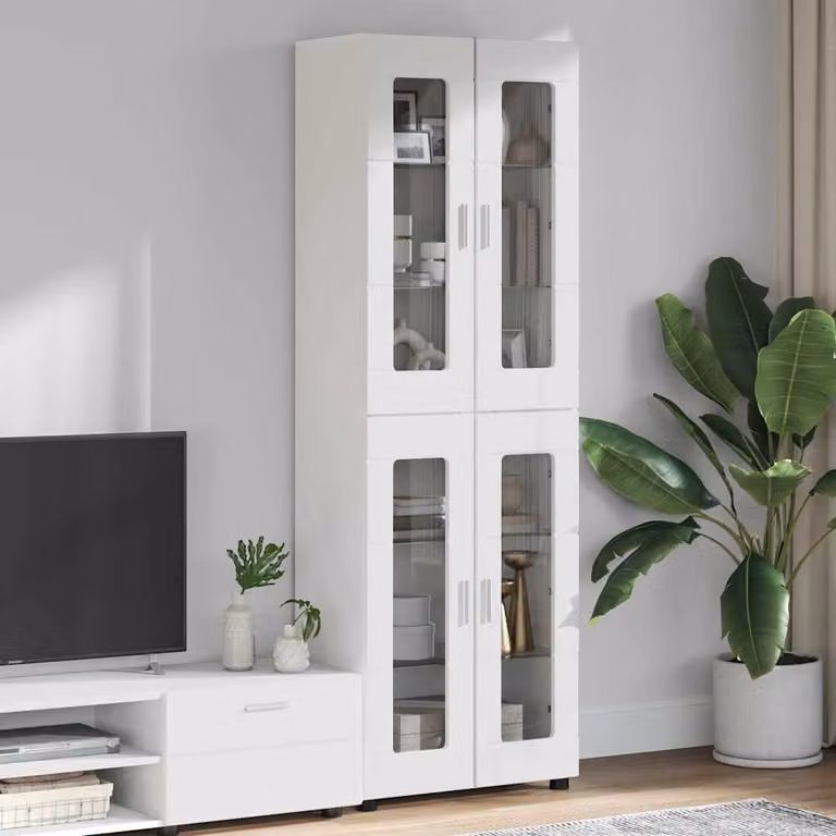 Credenza moderna vidaXL FLORIN in legno bianco opaco L/P/H: 60 x 35 x 182 cm