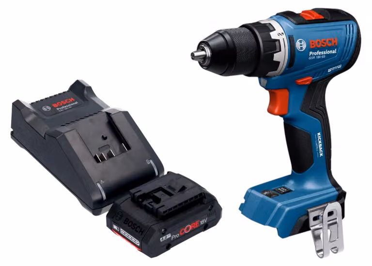 Bosch GSR 18V-65 Trapano avvitatore professionale a batteria 18 V 63 Nm brushless + 1x batteria ricaricabile ProCORE 4,0 Ah + caricabatterie