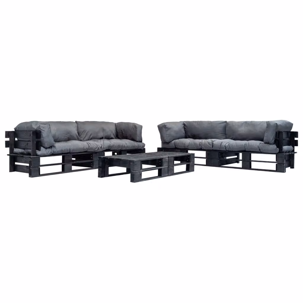 Maison Exclusive - Set da giardino da 6 pezzi realizzato con pallet e cuscini grigi in legno