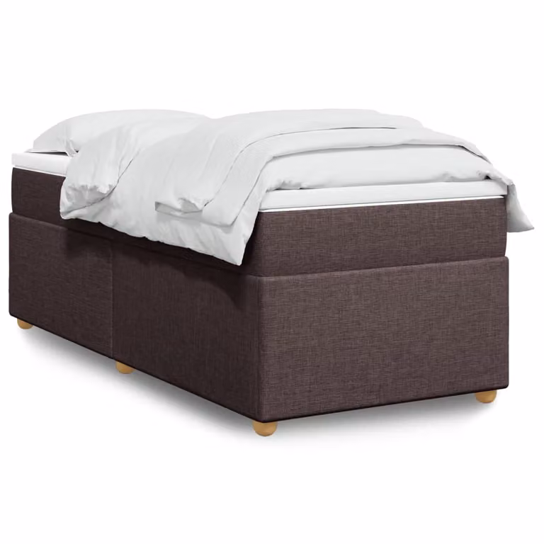 vidaXL Giroletto a Molle Ibrido con Materasso in Tessuto Marrone e Bianco L 200 x L 80 cm