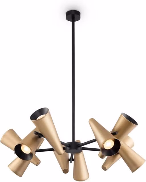 Lampadario A Sospensione Moderno Giro Metallo Ottone Alluminio 10 Luci Gu10 50W