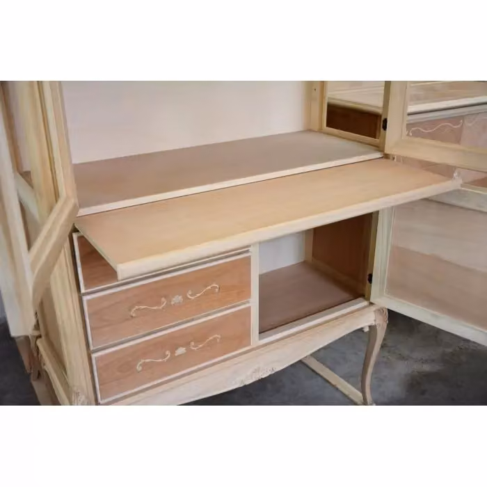 Mobile bar vetrina classica in legno grezzo Mobili 2G L/P/H: 111 x 44 x 145 cm – 2
