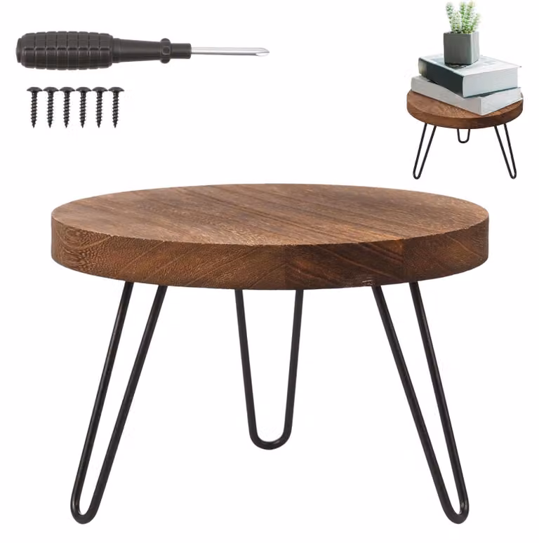 Tavolino in legno per piante, con base robusta, 25 cm