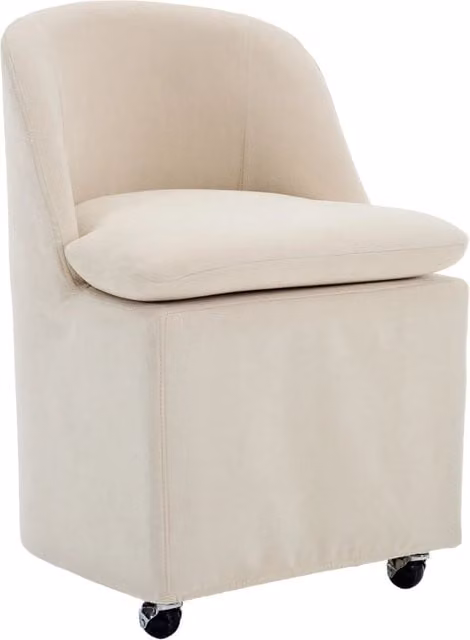 Sedia da pranzo 53 x 53,5 x 78,5 cm in ciniglia beige con ruote, set da 2