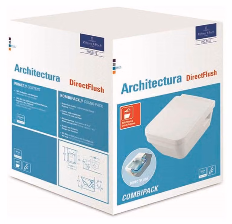 V+B Combi-Pack Tiefspül-WWC Architectura 5685R0XX m Sitz QuiR u. Softcl. we c+