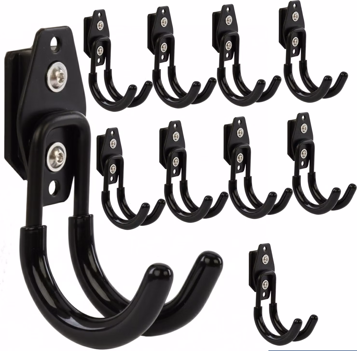 Set di 10 ganci portautensili BOTLE per sistema di valigette Qbrick per utensili elettrici, a forma di U 7 cm, robusti con rivestimento in PVC, per garage, capanni, ganci per abiti e rulli di verniciatura, ganci doppi, portata fino a 40 kg