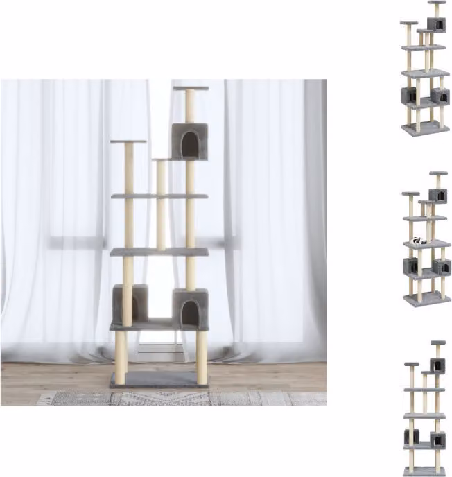 vidaXL Albero tiragraffi con graffiatoi in sisal grigio chiaro 188 cm - Alberi tiragraffi