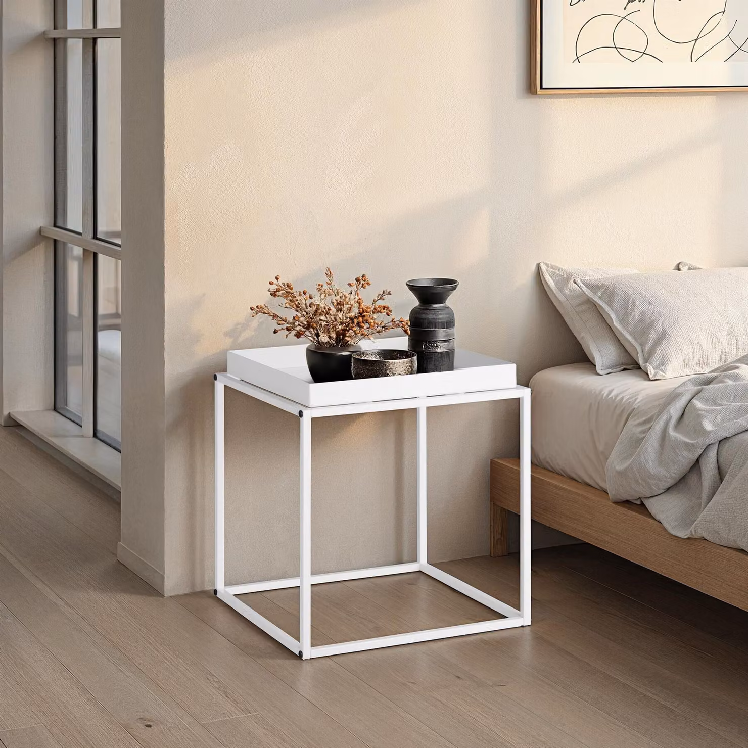 Tavolino Cambridge Tectake Bianco L/P/H: 40 x 40 x 44 cm – 2