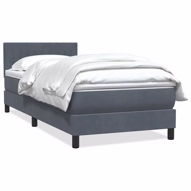 vidaXL Giroletto a Molle con Materasso in Velluto Grigio e Bianco L: 80 cm, P: 220 cm