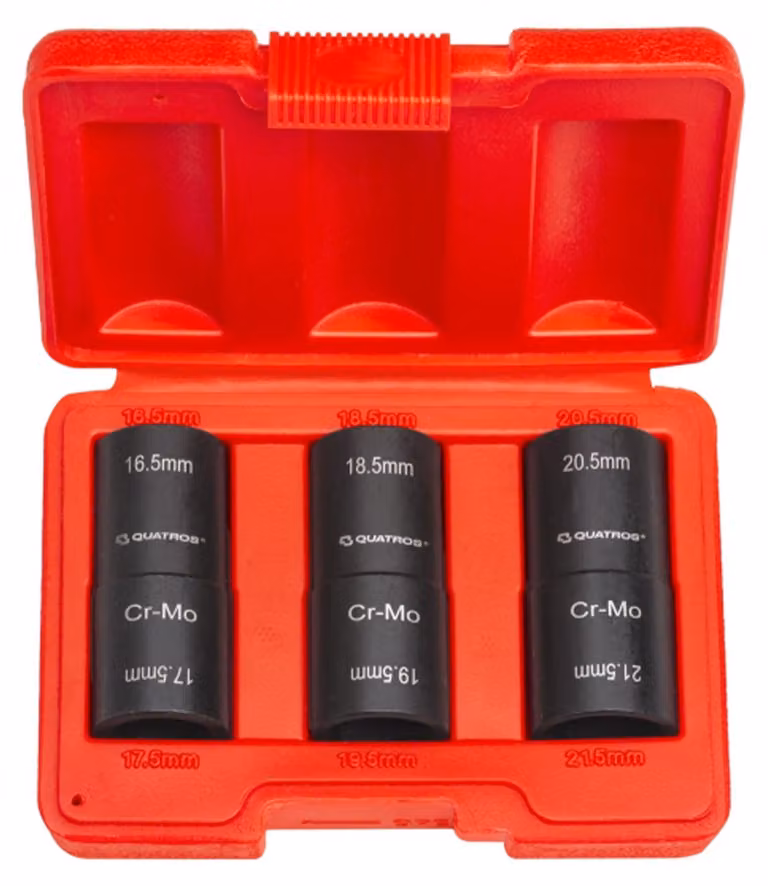 Set-kit di chiavi a bussola a impatto, 1/2" 16.5mm - 21.5mm Quatros