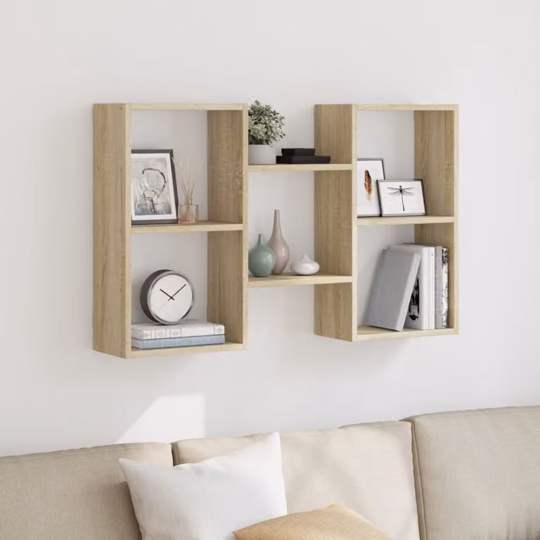 Scaffale a Parete Moderno vidaXL in MDF Colore Rovere Sonoma, L: 96 cm, P: 18 cm, H: 60 cm