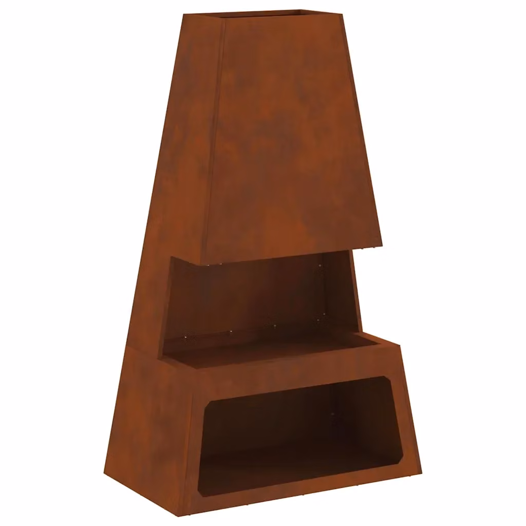 Chiminea vidaXL in acciaio marrone per legna L: 60 cm, P: 35 cm, H: 100 cm – 2