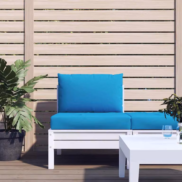 Set di 2 cuscini per pallet vidaXL in poliestere blu, impermeabili e traspiranti, forma rettangolare L: 60 cm, P: 60 cm, H: 9,5 cm