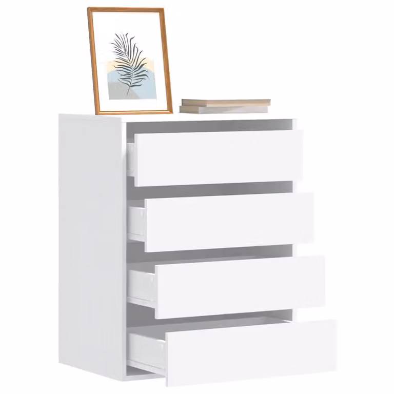 Cassettiera bianca vidaXL in legno multistrato da appendere a parete L: 60 cm, P: 41 cm, H: 76 cm