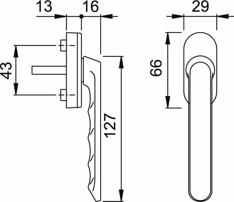 HOPPE Maniglia per finestra 099KH/U26, supporto, ov., 7/32, F9