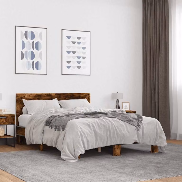 vidaXL Giroletto in Rovere Fumo con Struttura in Legno e Metallo L/P/H: 140 x 200 cm
