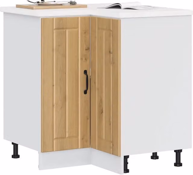 Mobile Angolare da Cucina Design Mania Lucca Marrone e Bianco con Ante a Battente in MDF Matt