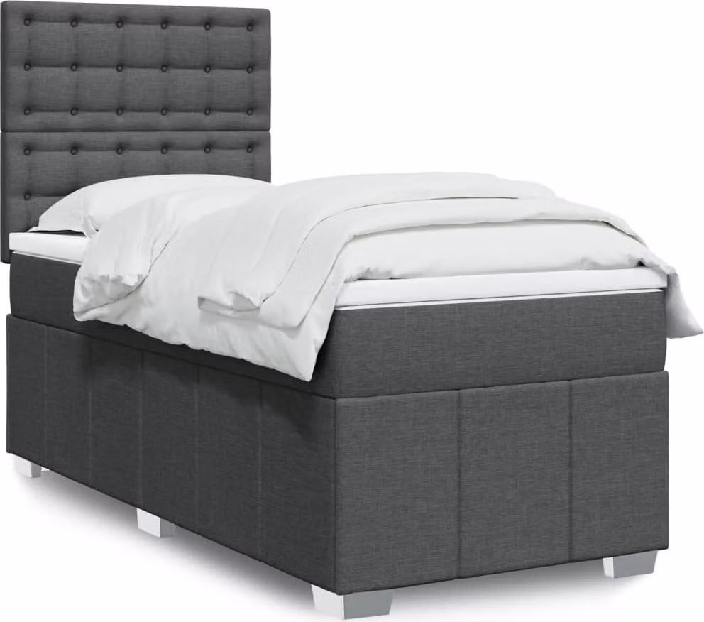 Maison Exclusive - Letto boxspring con materasso grigio scuro 90x190 cm Tessuto