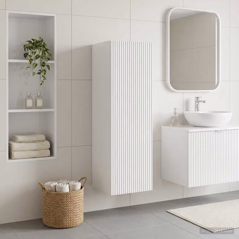 Mobiletto da bagno a muro vidaXL moderno bianco L: 33 cm, P: 34,5 cm, H: 100 cm