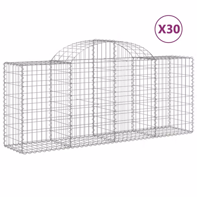 Cesti Gabbioni ad Arco 30 pz 200x50x80/100 cm Ferro Zincato