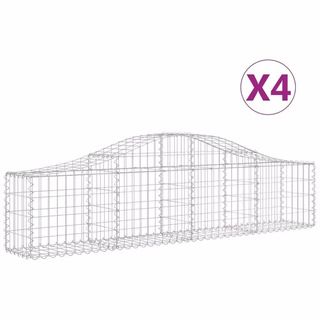 Set di 4 Cesti Gabbioni ad Arco vidaXL in Acciaio Zincato Argento L: 200 cm, P: 30 cm, H: 40-60 cm – 2