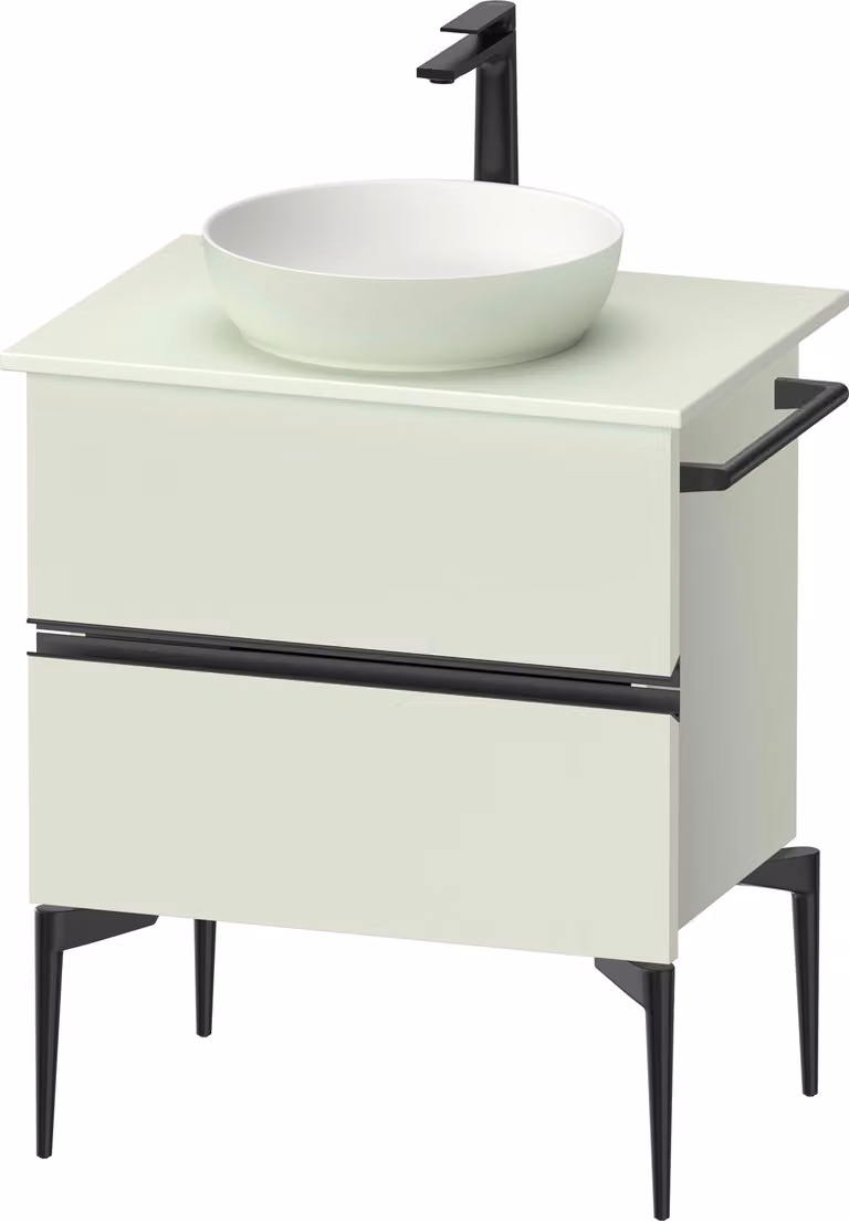 Duravit Sivida Meuble sous-lavabo sur console, 2 tiroirs, poignée noire diamantée mate, 645x475x548mm, SV46570BDHH0000, SV46570BDHH0000