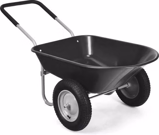 Carrello da giardino con 2 ruote - 75L con capacità di carico 100 kg e struttura in metallo