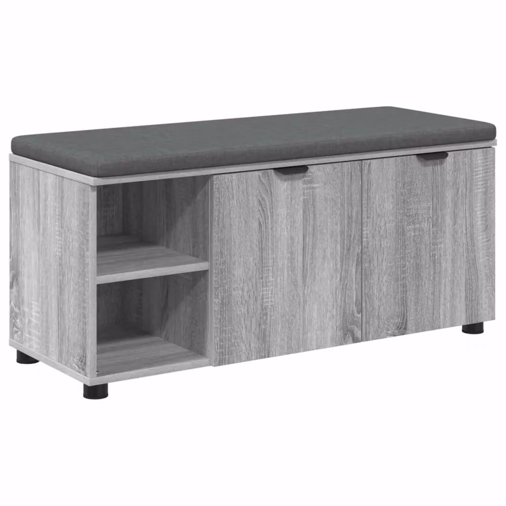 Panca per ingresso con scarpiera vidaXL in legno e tessuto grigio L 100 x P 38 x H 46 cm – 2