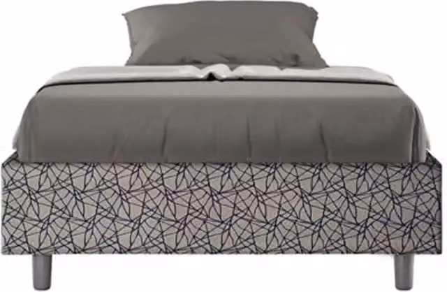 Letto una piazza e mezza con rete imbottito 120x190 tessuto Era 9 blu Azelia