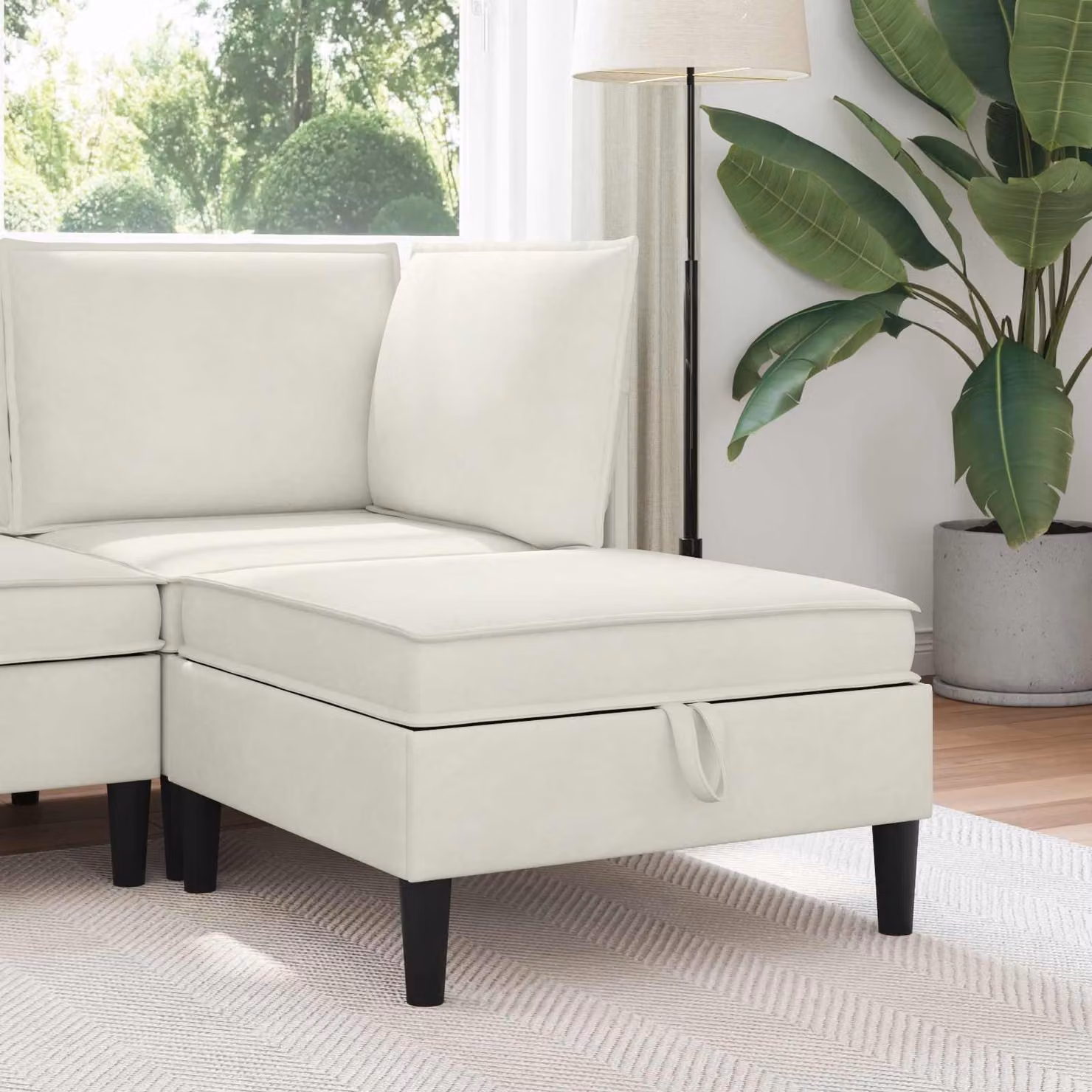 Pouf con contenitore vidaXL in velluto beige, moderno e con rivestimento rimovibile, L: 70 cm, P: 40 cm, H: 40 cm