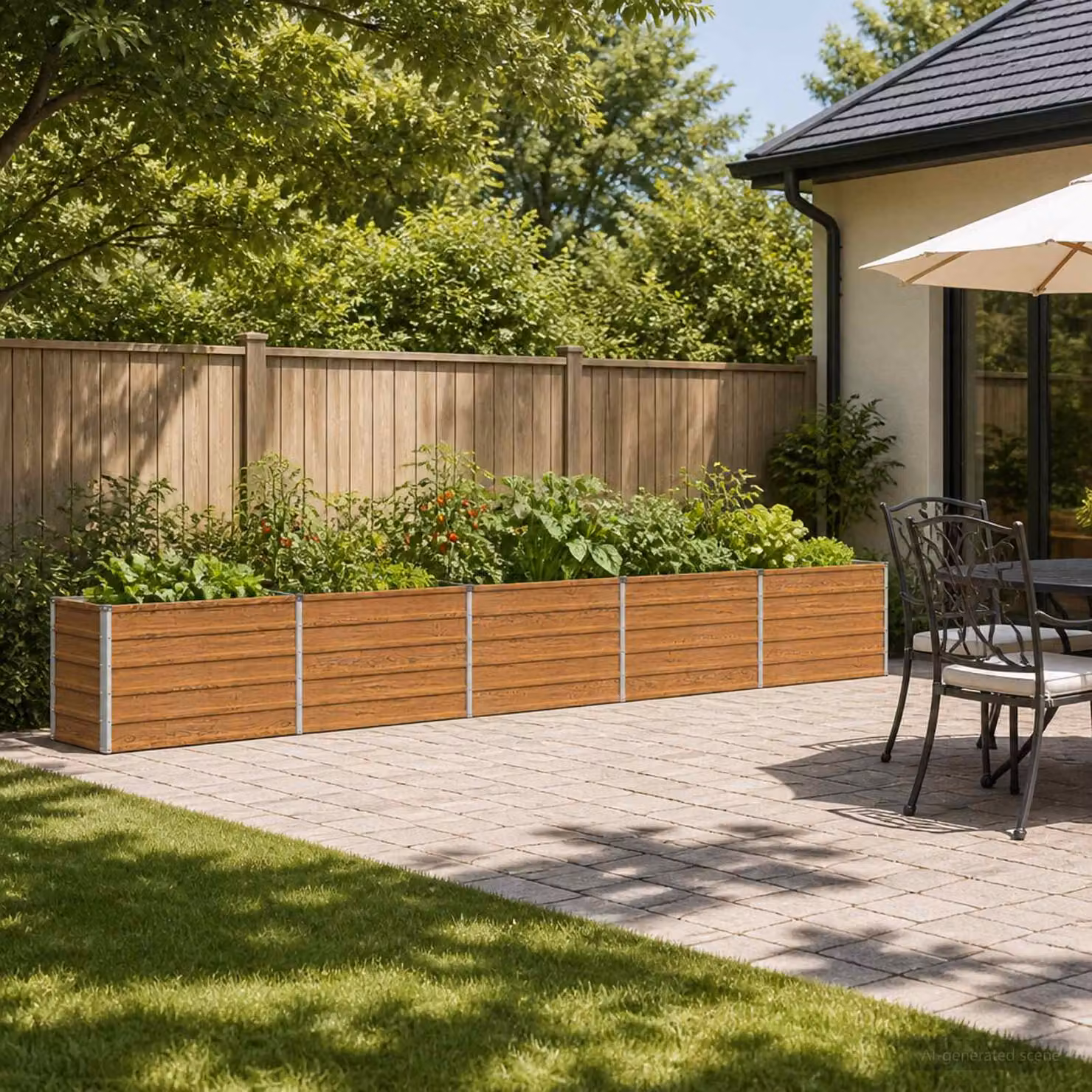 Letto rialzato da giardino vidaXL in metallo Corten marrone L: 400 cm, P: 40 cm, H: 55 cm