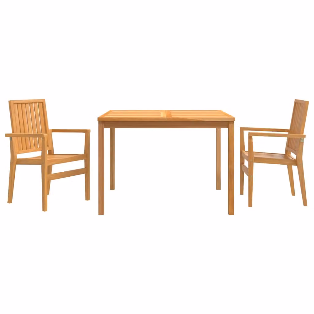 Set da Pranzo per Giardino 3 pz in Legno Massello di Teak