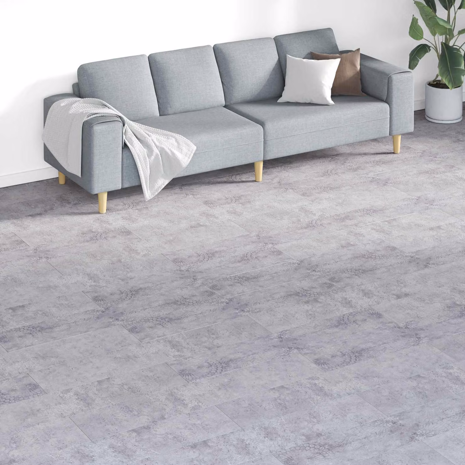 Tavole per pavimenti in PVC vidaXL, stile moderno, colore grigio, copertura 5,26 m² (18 pezzi)