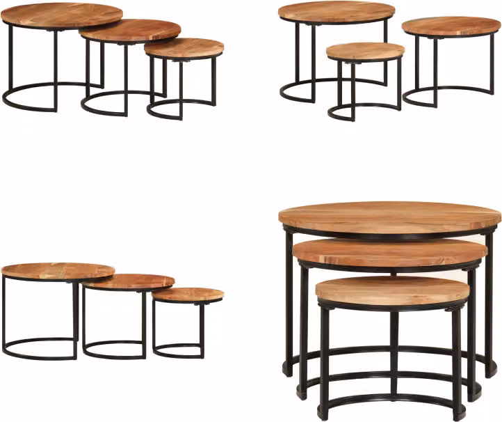 vidaXL Set tavoli 3 pz. Legno massiccio di acacia - Set tavolo - Set tavoli - Set tavolo moderno - Set tavolo moderno