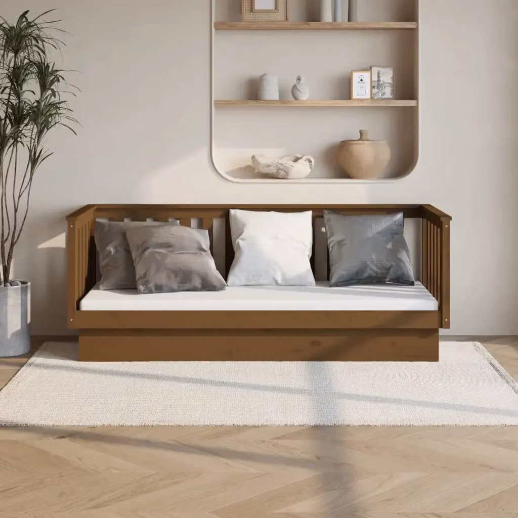 Dormeuse singolo in legno massello di pino Marrone Ambra L: 76 cm, P: 197,5 cm, H: 82 cm – 2
