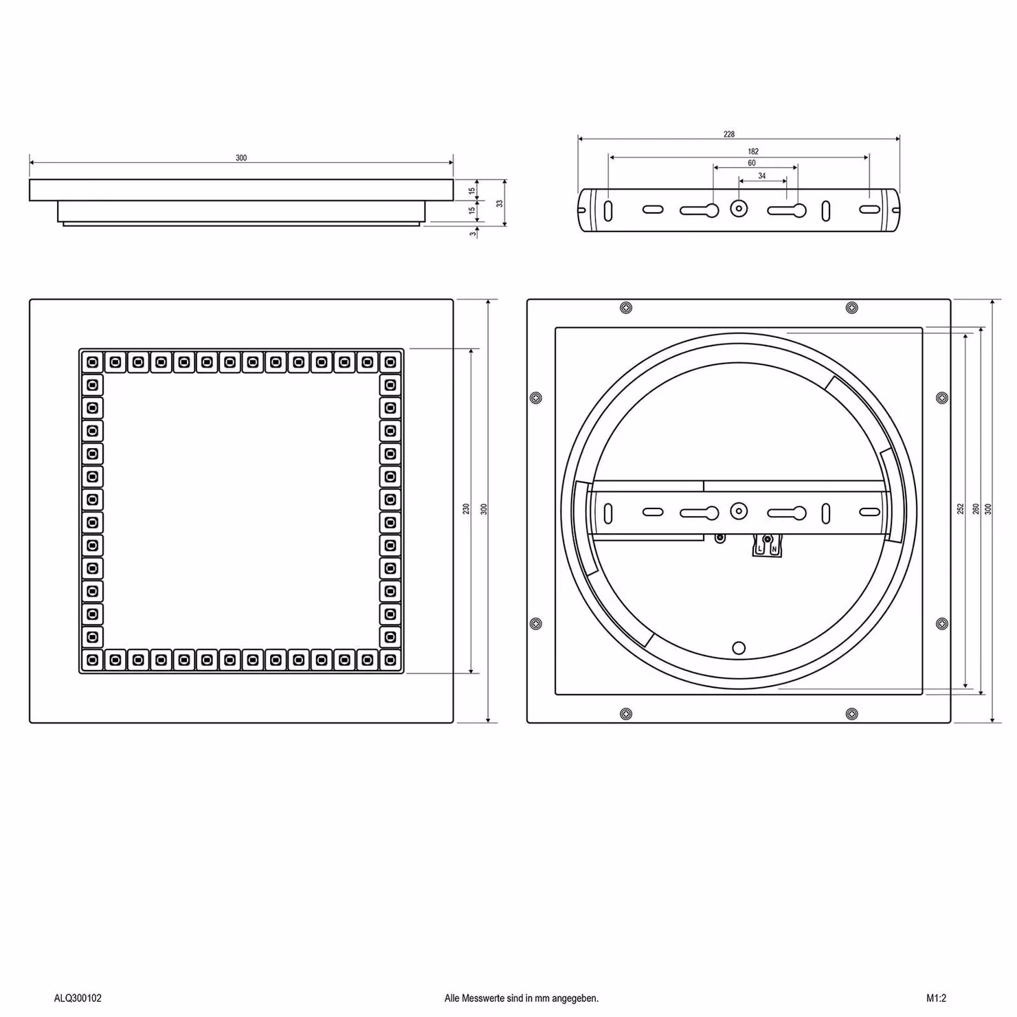 EVN Plafoniera a LED ALQ, dimmerabile, Bianco / Opale, Studio / Ufficio, Plastica, Moderno, Plafoniera LED