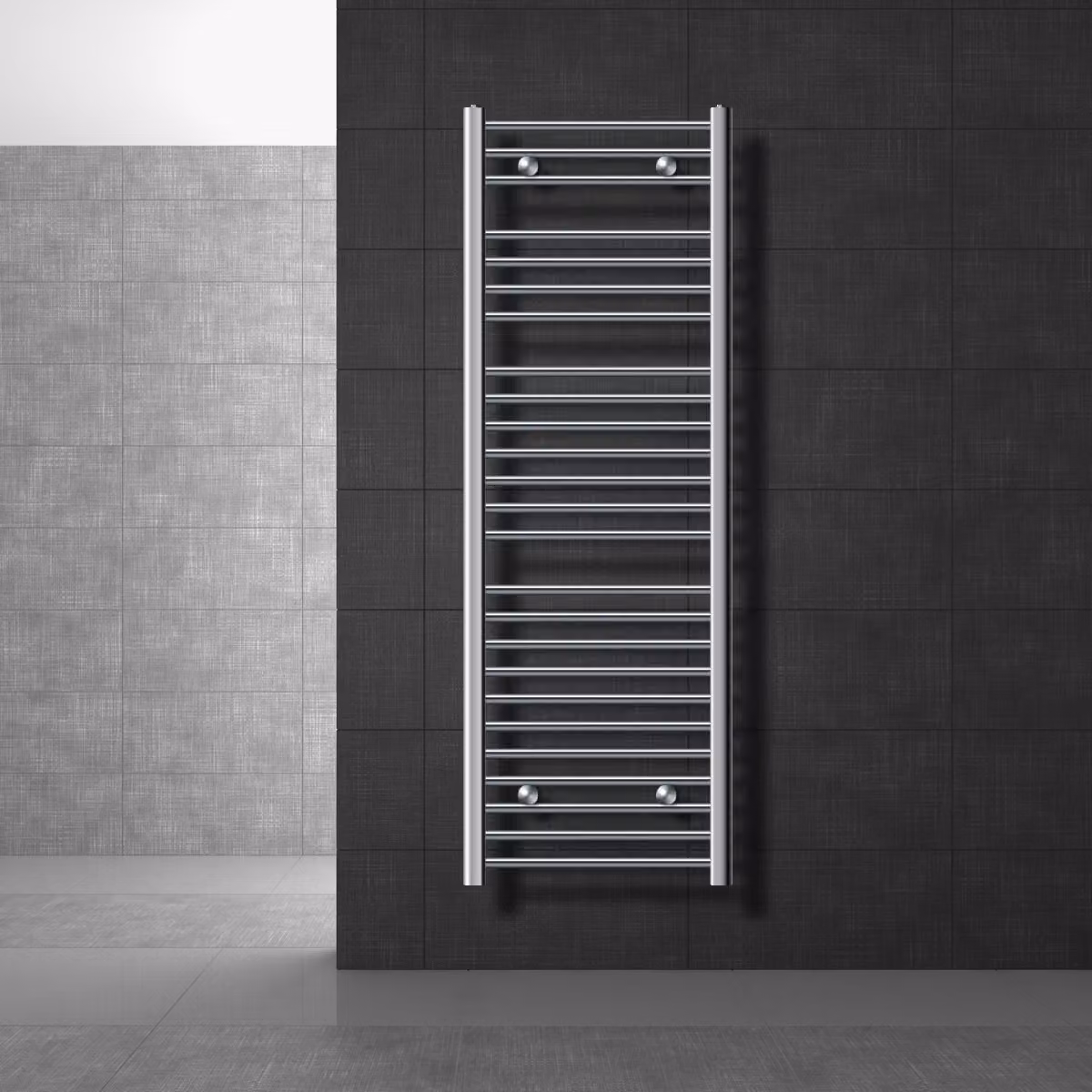 LuxeBath radiatore bagno Sahara, 500x1500 mm, cromo, curvo con attacco laterale, senza elemento riscaldante