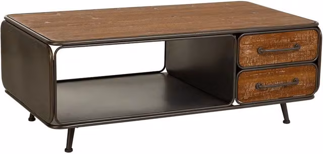 Tavolino in legno nero e metallo 120x64x46h