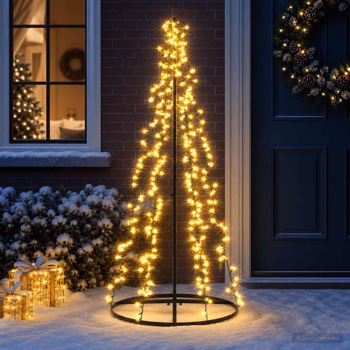 vidaXL Albero di Natale LED 165 cm 540 LED Bianco caldo Acciaio Nero