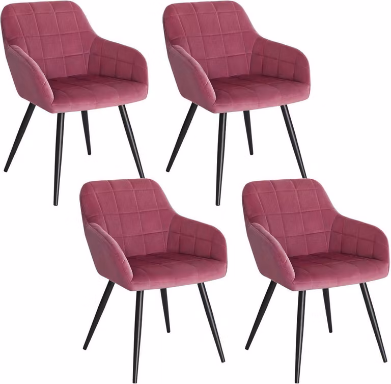 WOLTU set di 4 sedie da sala da pranzo sedia da cucina sedia imbottita sedia da soggiorno poltrona con braccioli seduta in velluto gambe in metallo bordeaux