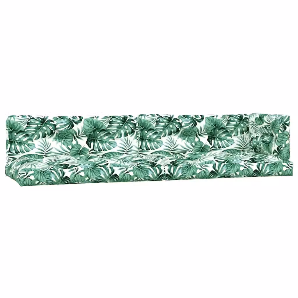 Set di 5 cuscini per pallet vidaXL con motivo a foglie, colore verde, in poliestere resistente all'acqua e ai raggi UV, L/P/H: 120 x 80 x 12 cm – 2