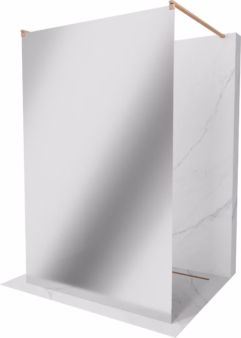 Mexen Kioto parete doccia autoportante 110 x 200 cm, specchio 8 mm, rame spazzolato - 800-110-002-65-50