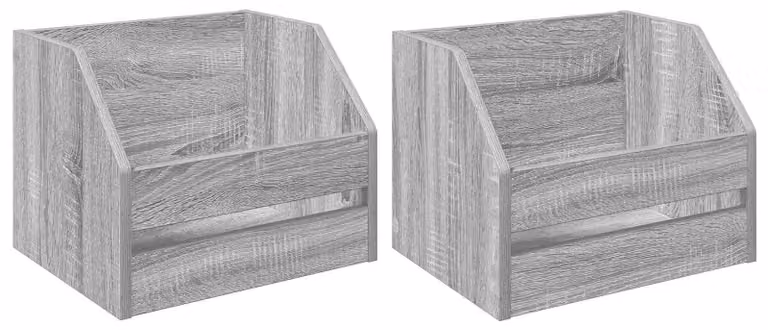 Set di 2 custodie per dischi in vinile, colore grigio Sonoma, dimensioni 38 x 30 x 29 cm